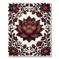 Deep Crimson Lotus Floral Scroll Rug