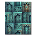 Teal Arched Palace Ornamental Damask Rug