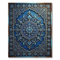 Ornate Royal Blue Filigree Scroll Medallion Rug