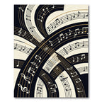 Abstract Black and Gold Musical Swirl Rug
