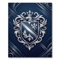 Silver Emblazoned Crest Royal Blue Shield Rug
