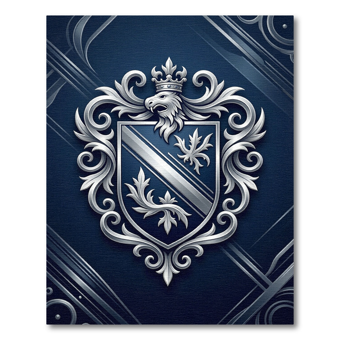 Silver Emblazoned Crest Royal Blue Shield Rug