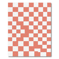 Coral White Modern Abstract Checkerboard Rug