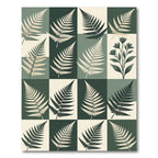 Sage Green Botanical Fern Grid Rug