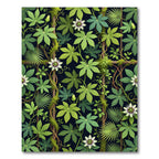 Lush Green Tropical Passion Flower Trellis Rug