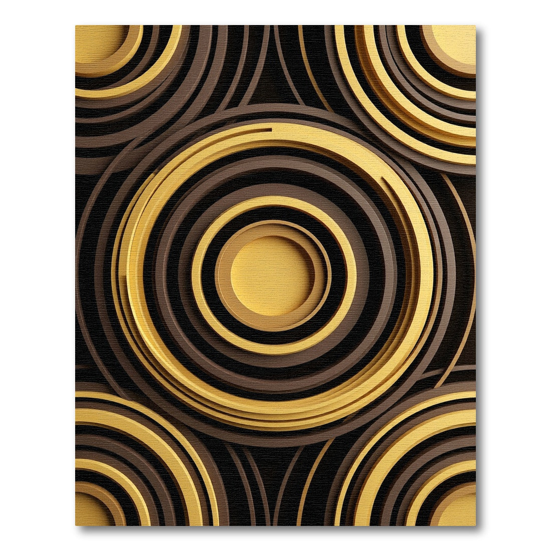 Warm Brown Yellow Concentric Circles Rug
