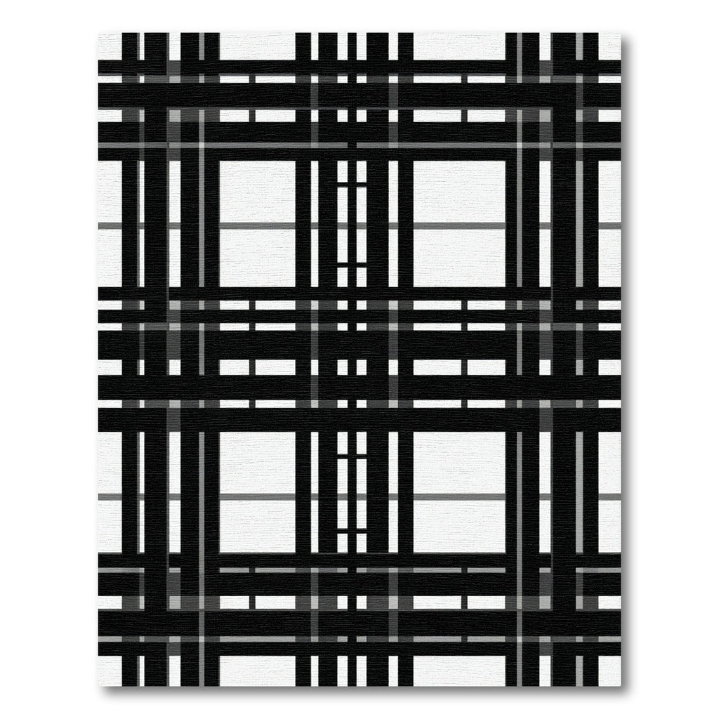 Monochrome Black White Plaid Grid Rug