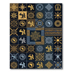 Tribal Sun And Animal Tile Rug