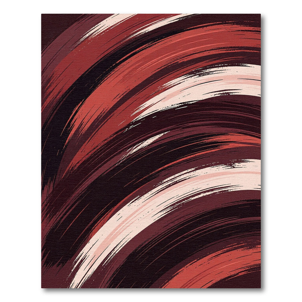 Crimson Brushstroke Swirl Rug
