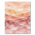 Watercolor Sunset Mountain Landscape Art Rug