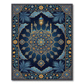 Luminous Blue Golden Mosque Medallion Rug