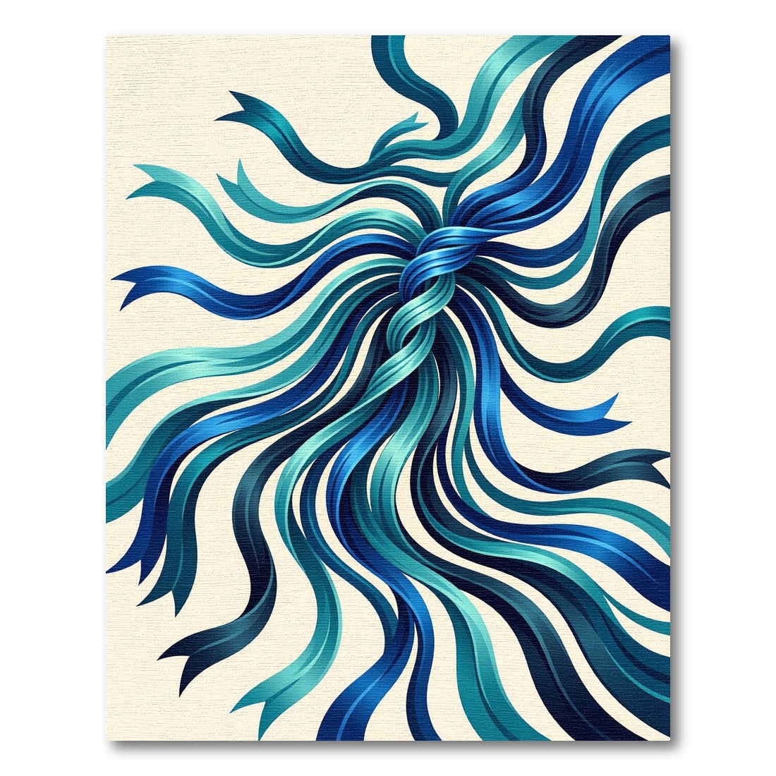 Fluid Cobalt and Teal Ribbon Swirl Rug