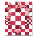 Pink Flamingo Checkerboard Square Rug