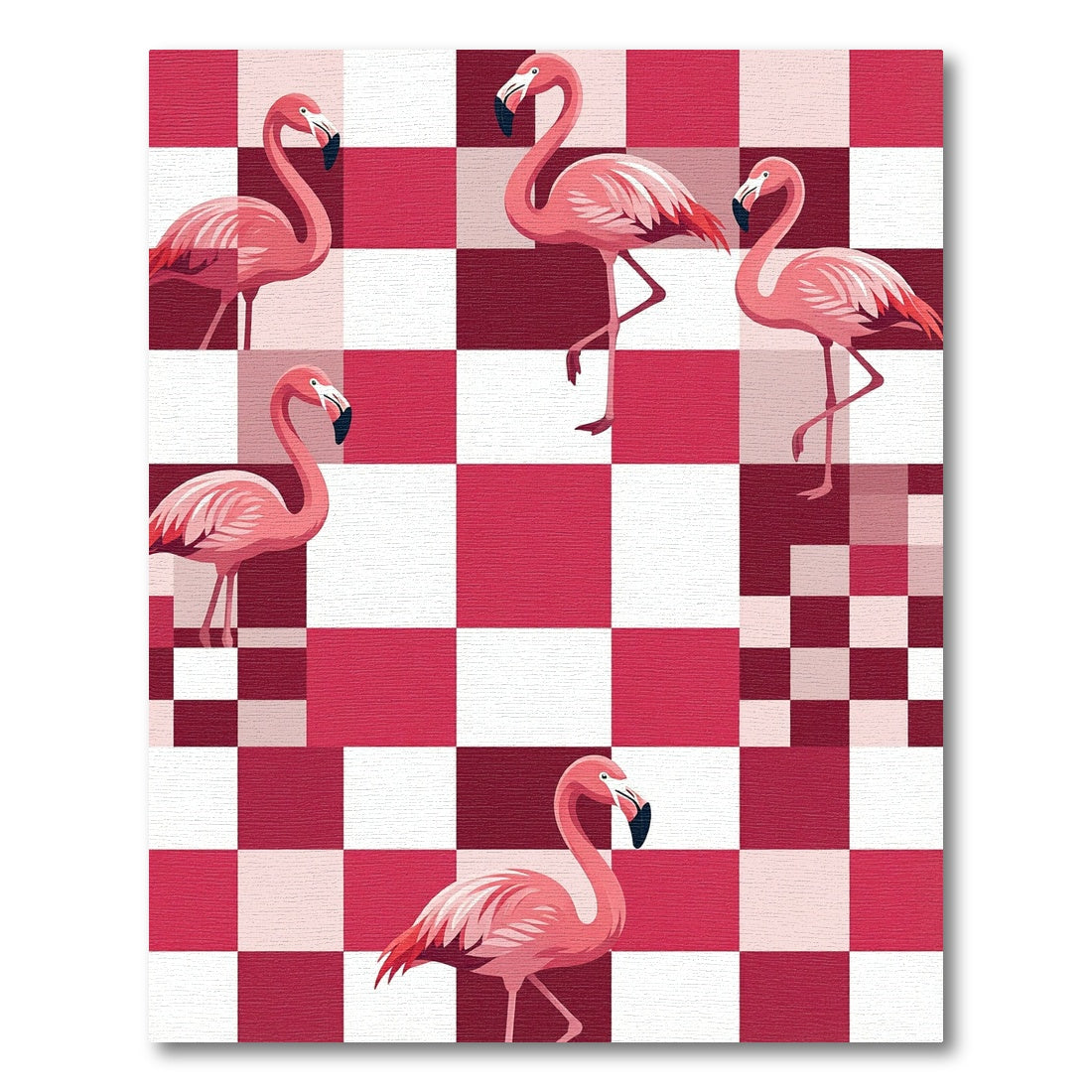 Pink Flamingo Checkerboard Square Rug