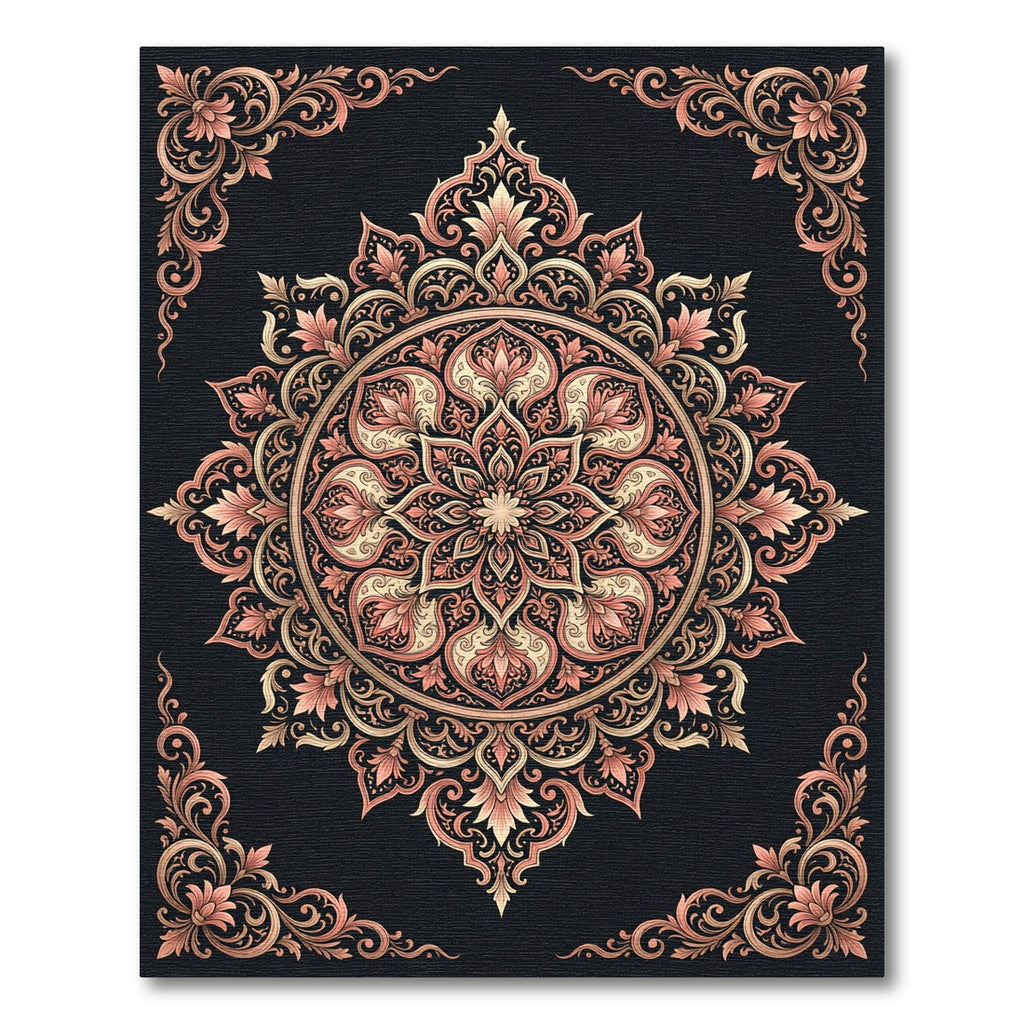 Elegant Peach and Cream Floral Medallion Rug