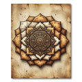 Earthy Golden Mandala Floral Round Rug