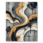 Abstract Beige Black Gray Swirl Splatter Rug