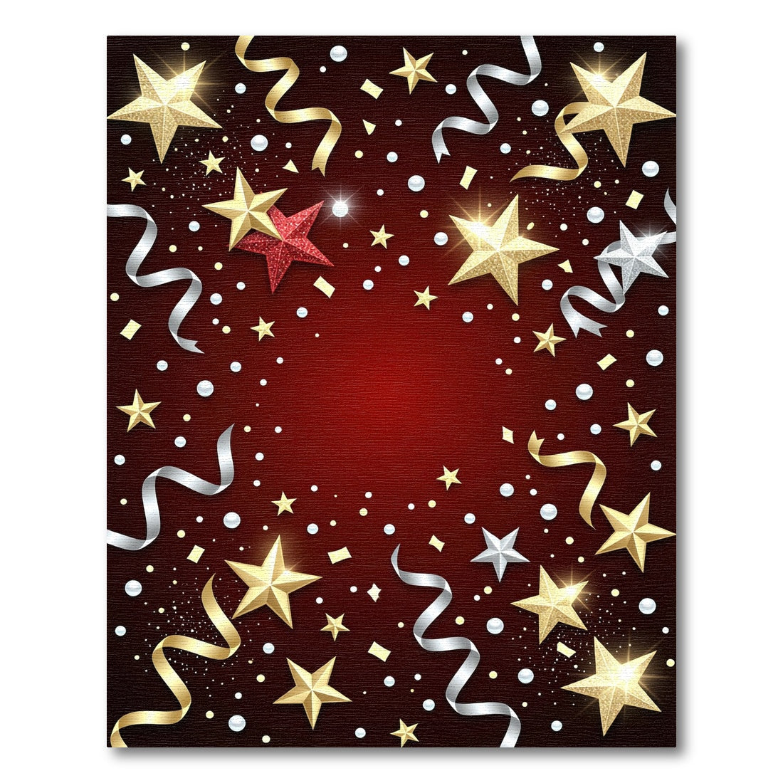 Gold Silver Red Star Party Confetti Rug