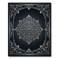 Ornate Silver Floral Medallion Frame Rug