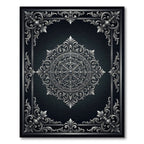 Ornate Silver Floral Medallion Frame Rug