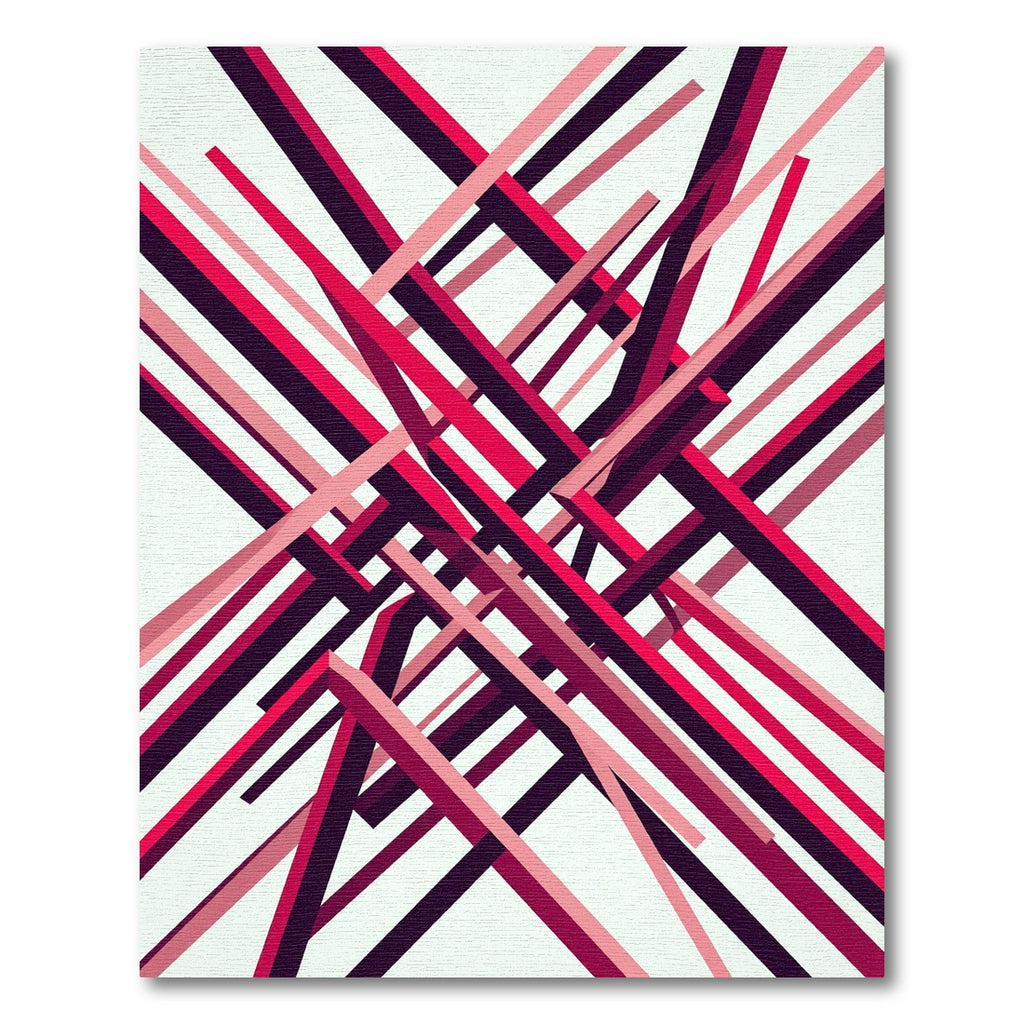 Modern Crimson Angular Geometric Line Art Rug
