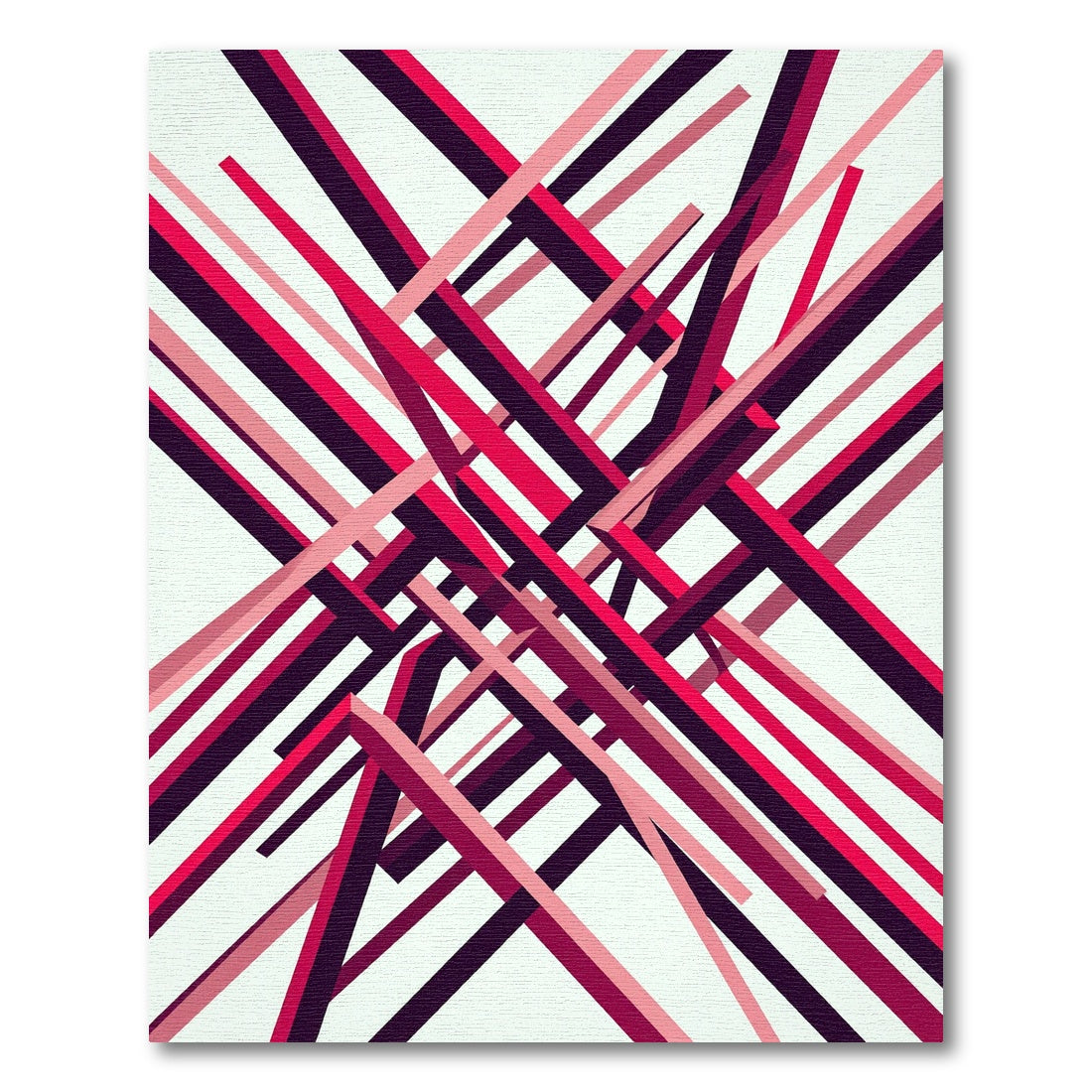 Modern Crimson Angular Geometric Line Art Rug