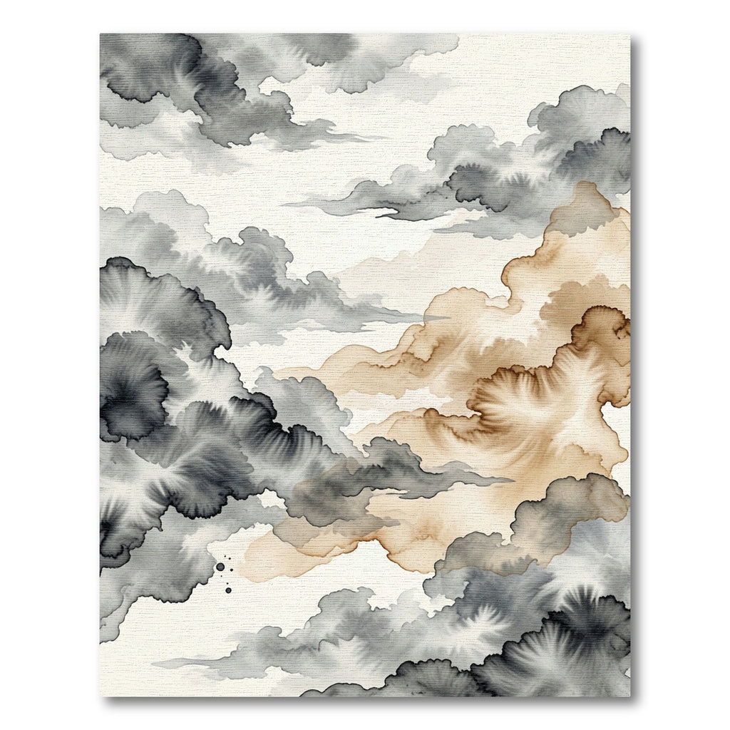 Ethereal Ink Wash Cloud Abstract Neutral Rug