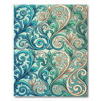 Elegant Teal and Cream Victorian Scroll Rug