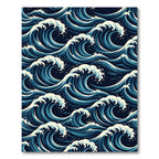 Deep Blue Oceanic Waves Rug