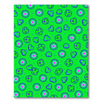 Vibrant Pink Flower Blue Outline Rug