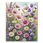 Soft Pastel Wildflower Meadow Garden Rug