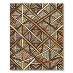 Earthy Brown Geometric Lattice Art Rug