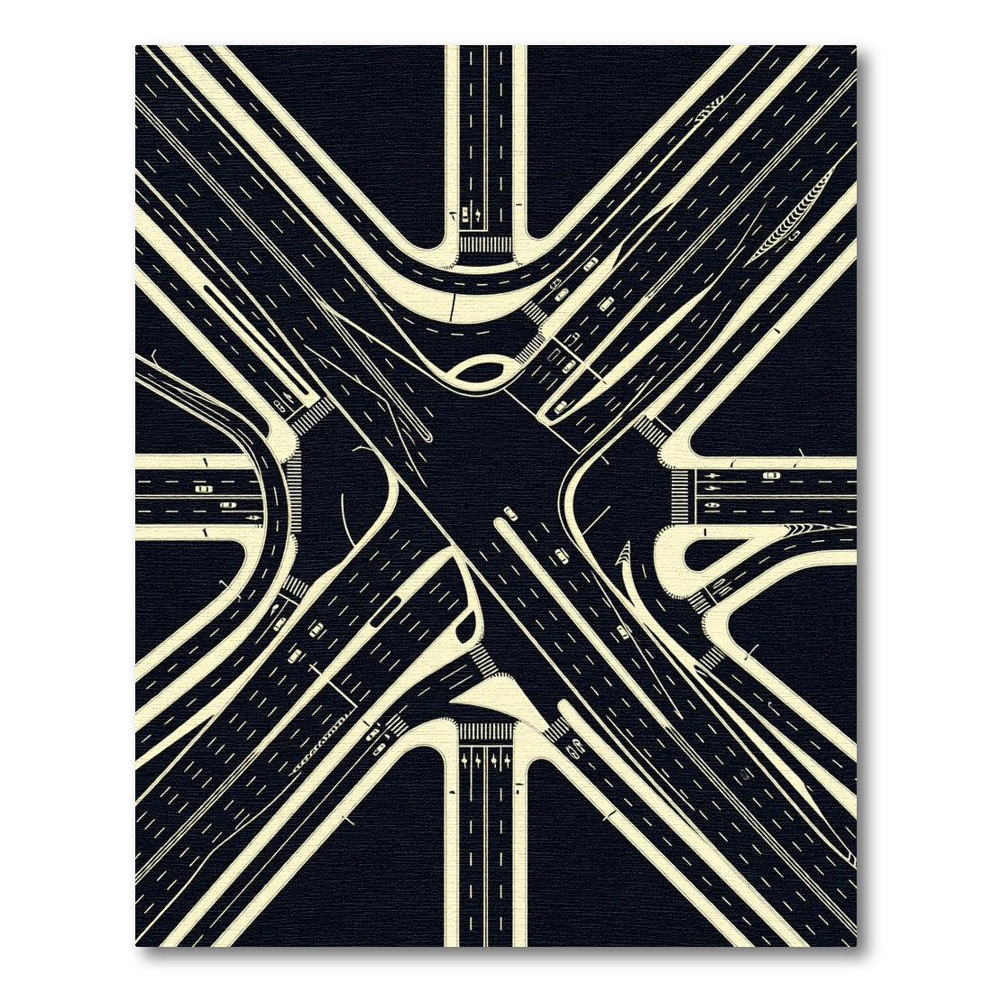 Abstract Monochrome Geometric Intersection Lines Rug