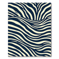 Modern Navy and Cream Zebra Wave Rug