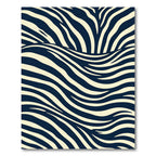 Modern Navy and Cream Zebra Wave Rug