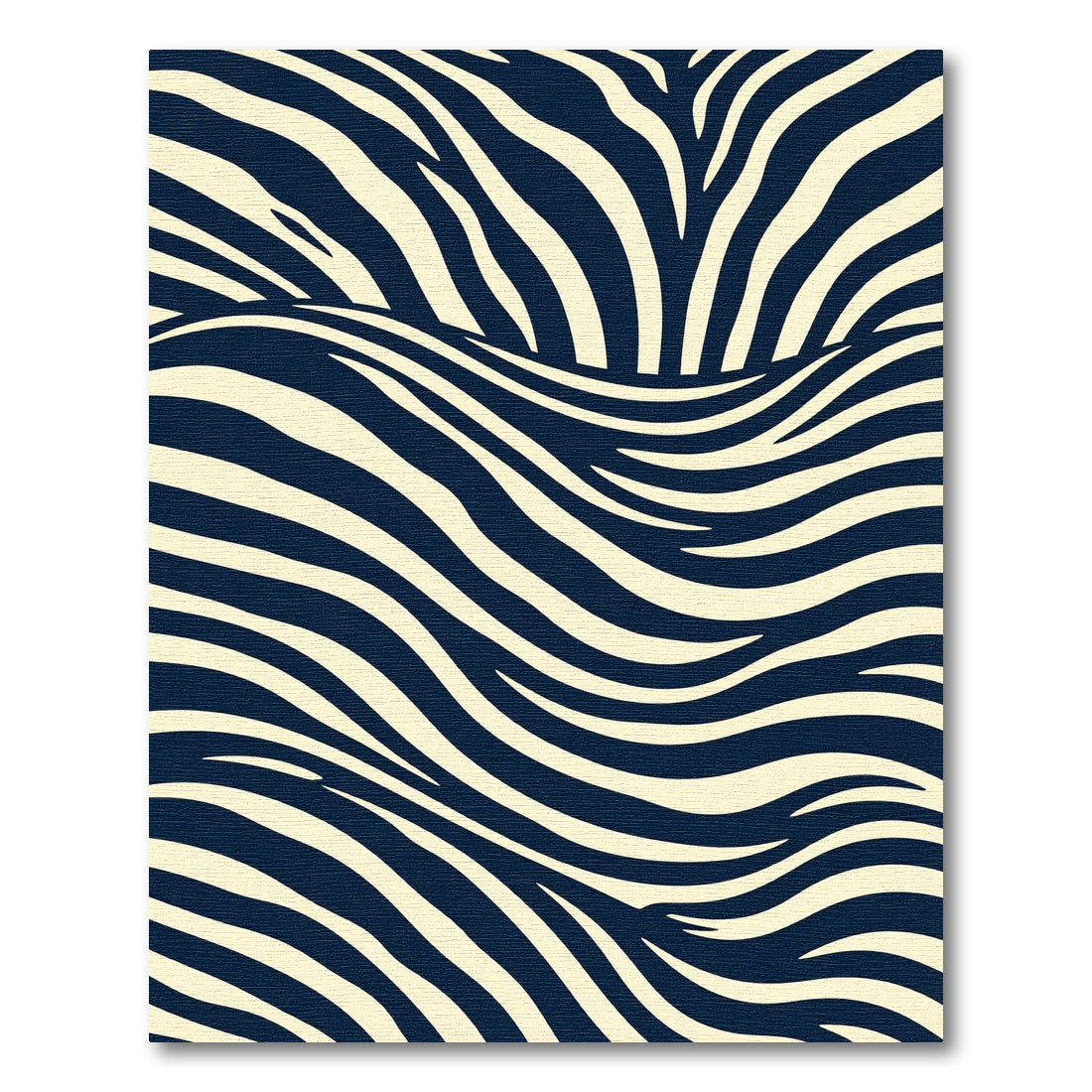 Modern Navy and Cream Zebra Wave Rug