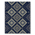 Luxury Gold Midnight Blue Damask Lattice Rug