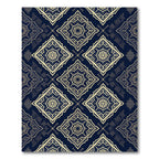 Luxury Gold Midnight Blue Damask Lattice Rug