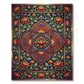 Vibrant Azure Golden Lotus Medallion Rug