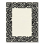 Black Geometric Maze Border Rug
