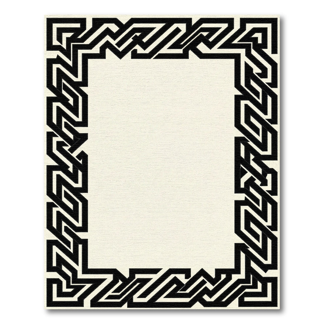 Black Geometric Maze Border Rug