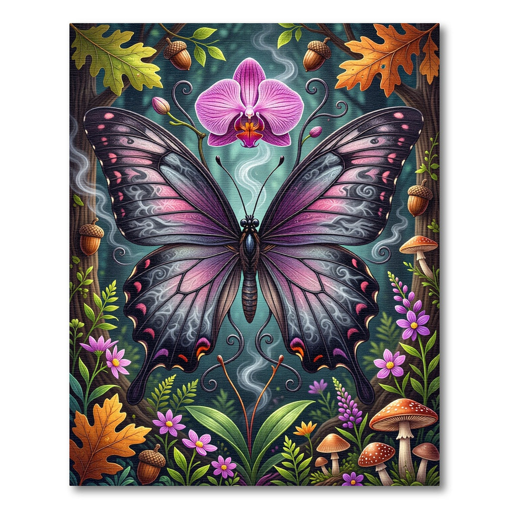 Enchanted Orchid Butterfly Garden Swirls Rug