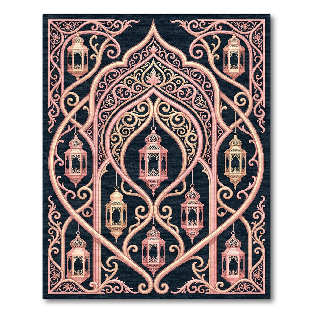 Elegant Blush Pink Lantern Archway Floor Covering Rug