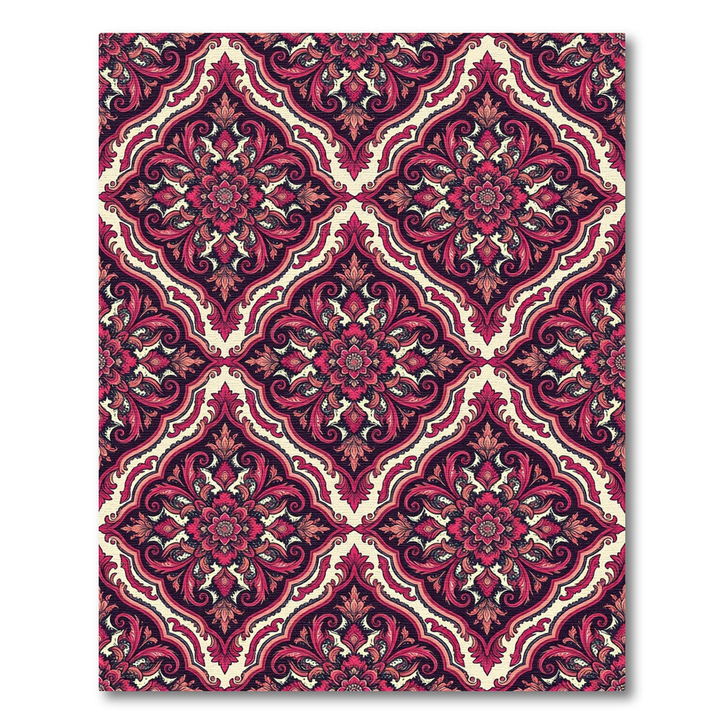Ornate Crimson Floral Medallion Rug