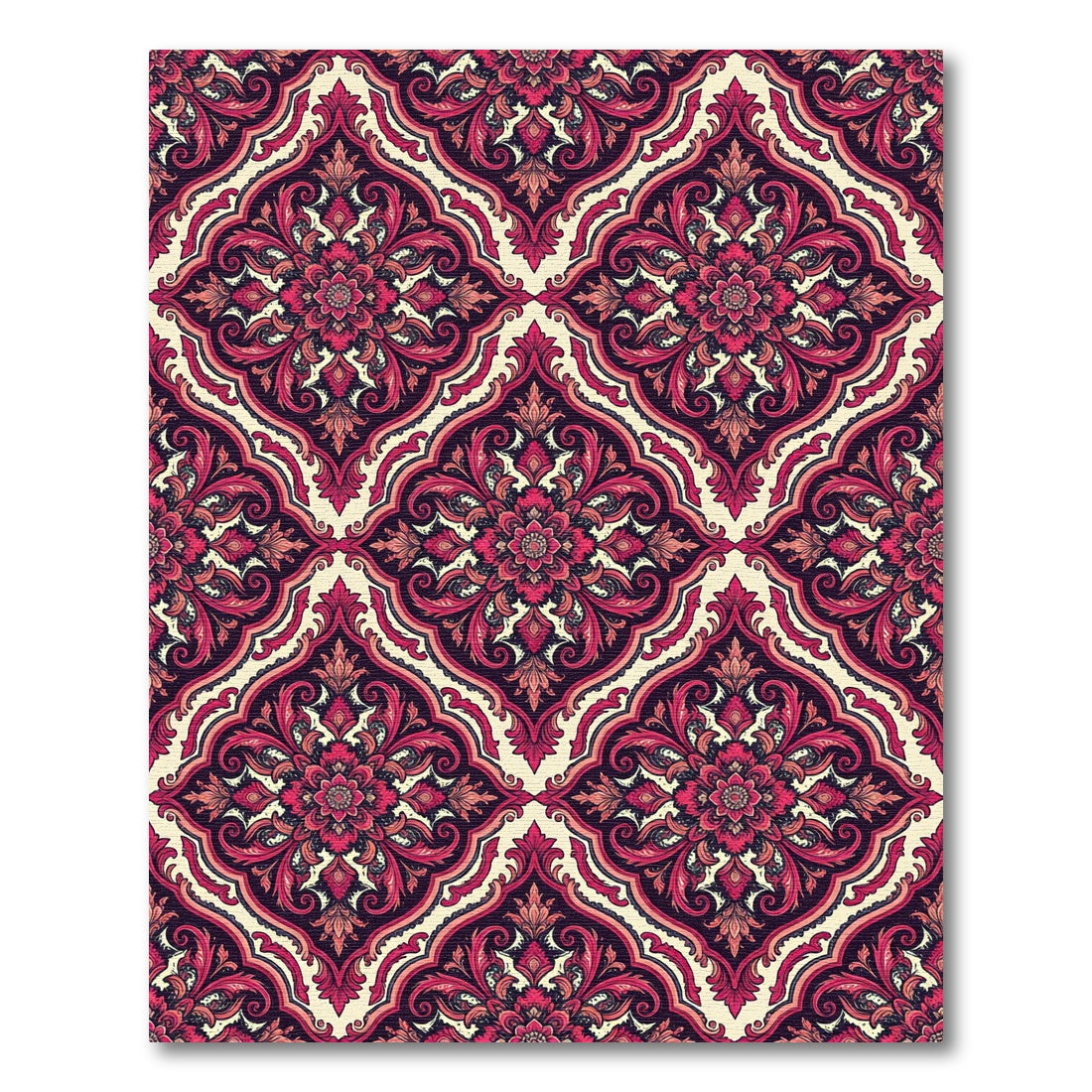 Ornate Crimson Floral Medallion Rug