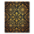 Elegant Gold Foliage Midnight Damask Rug