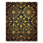 Elegant Gold Foliage Midnight Damask Rug