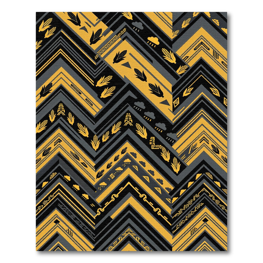 Yellow Corn and Cloud Zigzag Arrows Rug