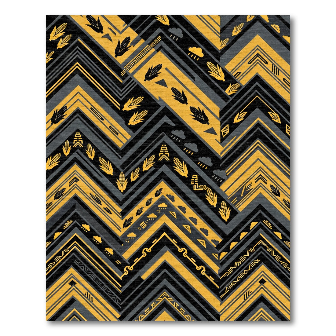 Yellow Corn and Cloud Zigzag Arrows Rug