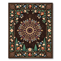 Dark Floral Pomegranate Medallion Accent Rug